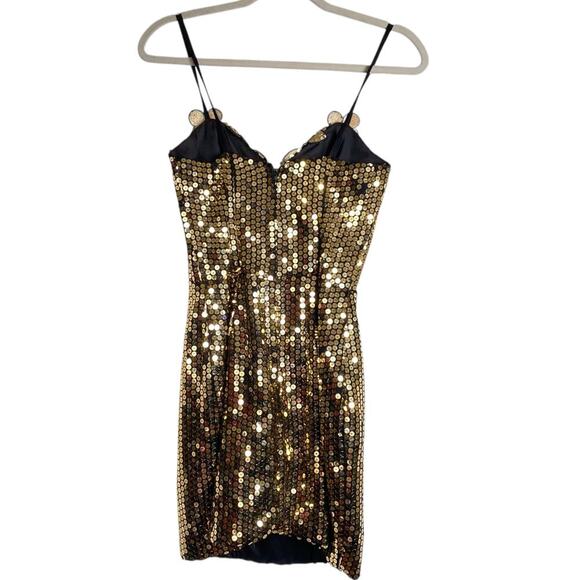 Vintage Gold Sequin Mini Dress - Picture 2 of 7
